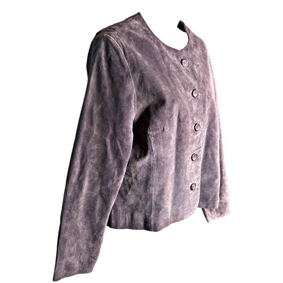 Pendleton Leather Jacket vintage Women's Purple Suede Size Medium button up - Picture 2 of 11